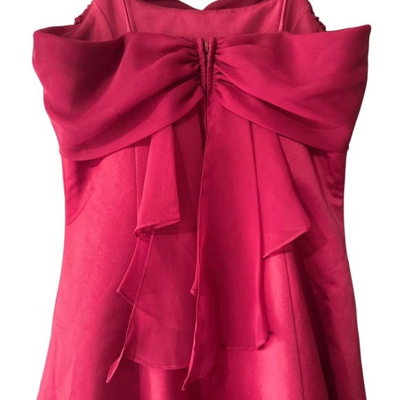 David's Bridal Michaelangelo Apple Red Bow Back and Spaghetti Straps Dress - Picture 3 of 8